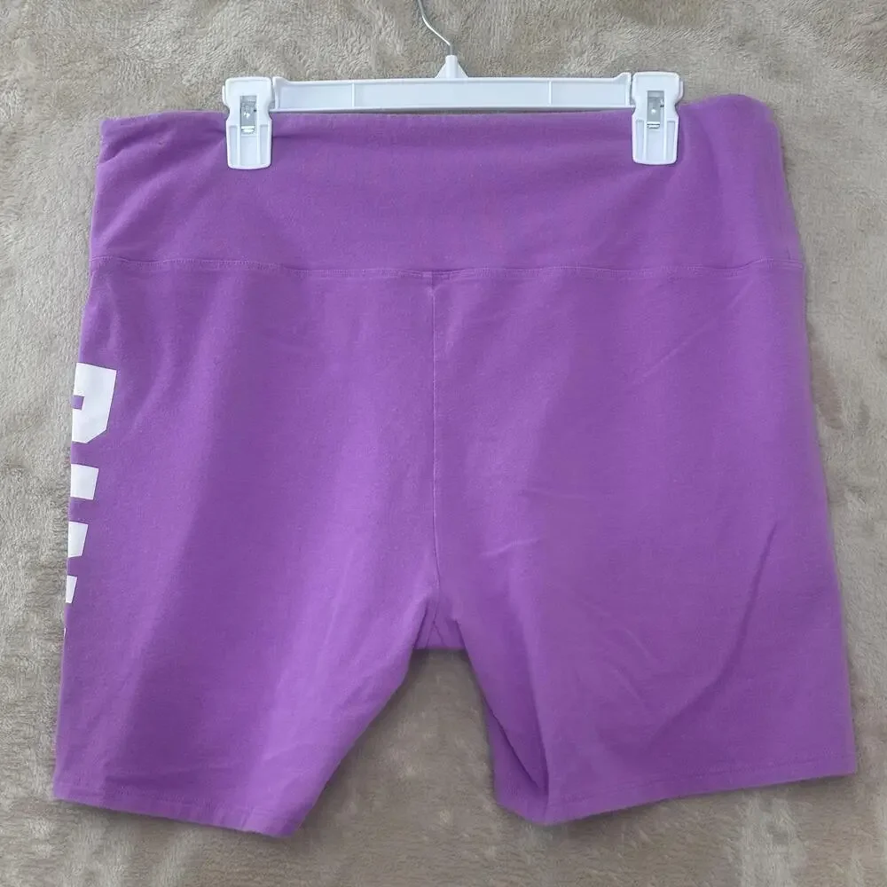 PINK Victoria's Secret Shorts Womens XXL Purple Biker Logo Stretch Activewear